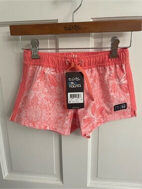 Salt Life Coral Pink Floral Performance Youth Shorts